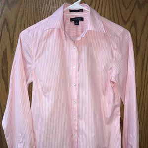 Lands End Womens Pink Stripe Shirt